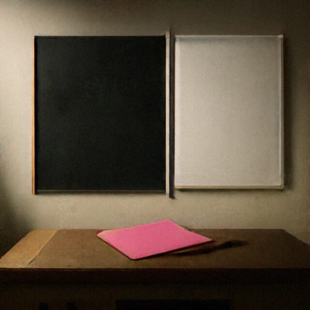 Pristine output for a blackboard next to a whiteboard.