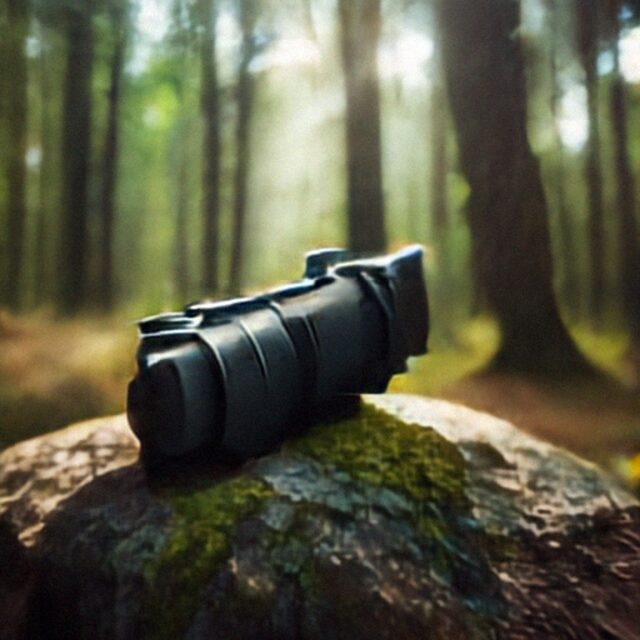 Pristine output for a pistol on a mossy rock.