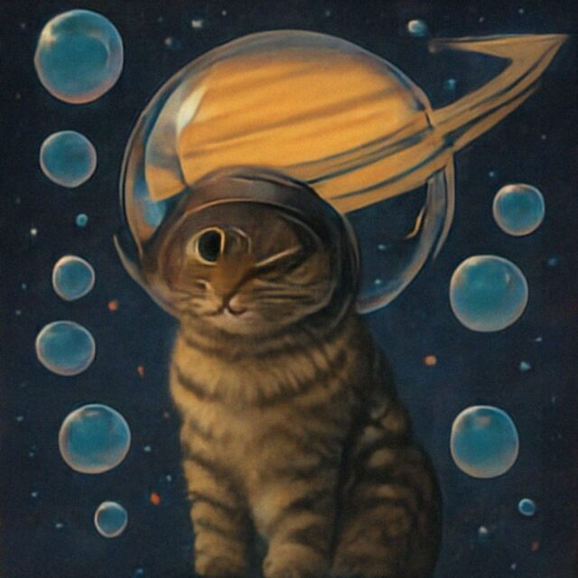 Safe model output for a cat with a bubble helmet.