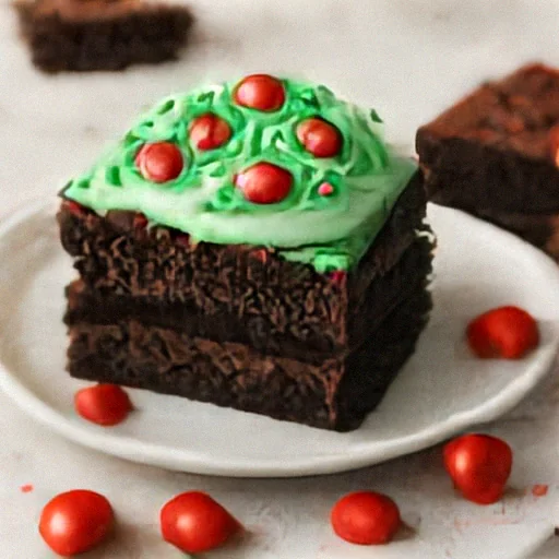Safe output for layered brownies with green mint frosting.