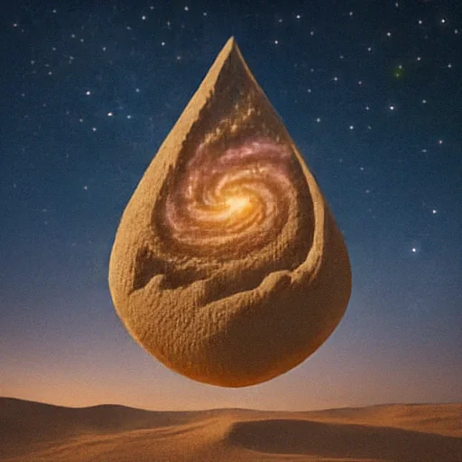 Full model output for a floating sand teardrop containing a galaxy.