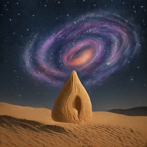 Safe output for a floating sand teardrop containing a galaxy.